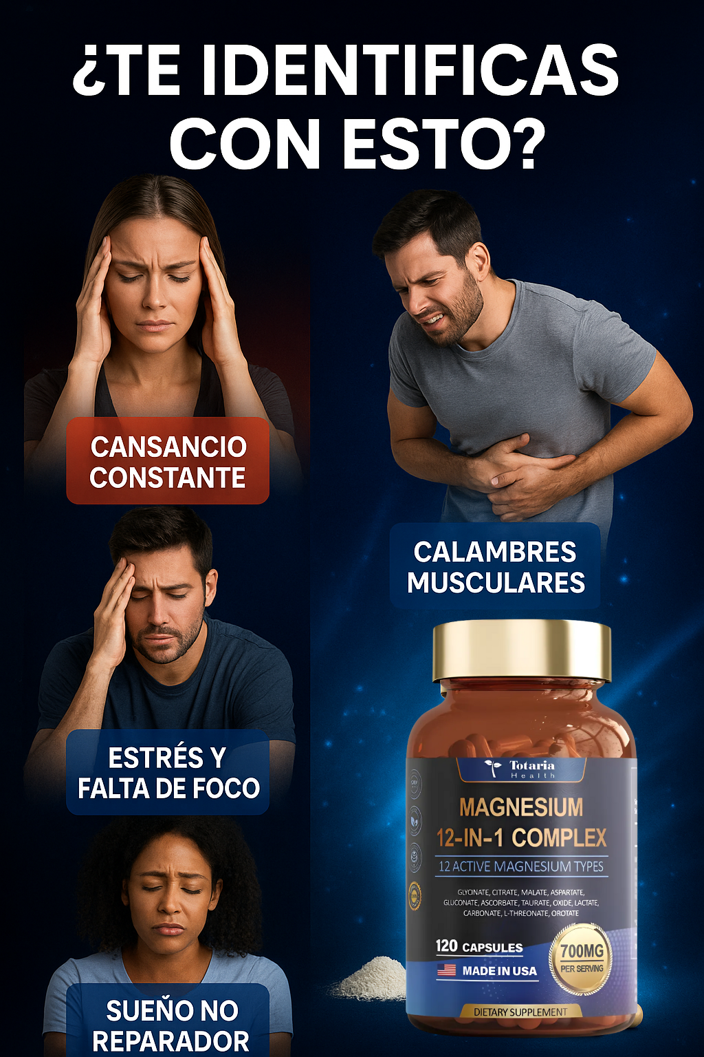 MAGNESIUM 12 IN 1 COMPLEX Mente Clara y Cuerpo Relajado