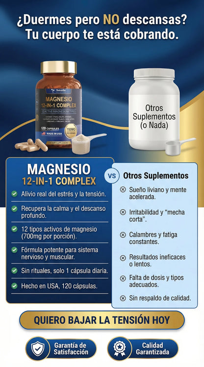 MAGNESIUM 12 IN 1 COMPLEX Mente Clara y Cuerpo Relajado