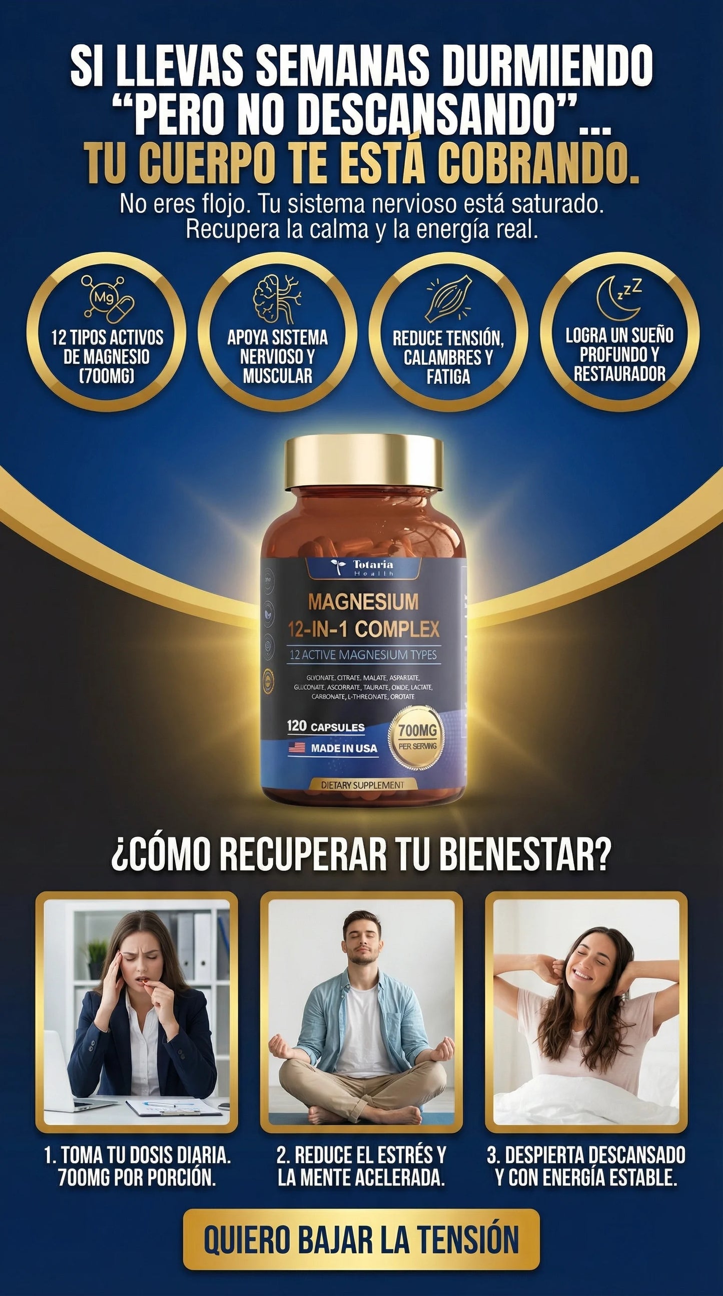 MAGNESIUM 12 IN 1 COMPLEX Mente Clara y Cuerpo Relajado