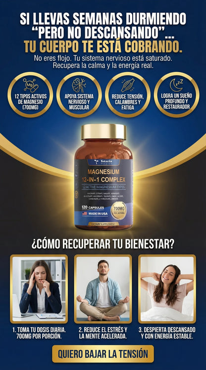 MAGNESIUM 12 IN 1 COMPLEX Mente Clara y Cuerpo Relajado